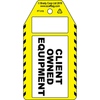 Client Owned Equipment tag, English, Black on White, Yellow, 80,00 mm (W) x 150,00 mm (H)
